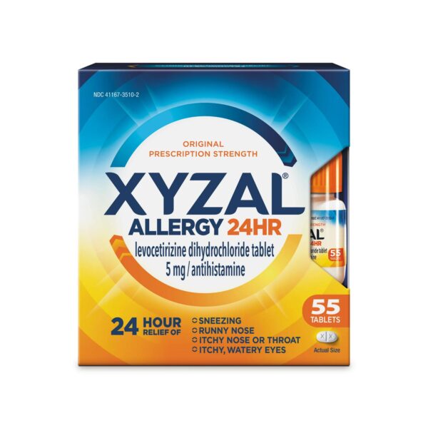 Xyzal Allergy Tablets 24-Hour Allergy Relief, Original Prescription Strength, 55 Ct - 图片 3