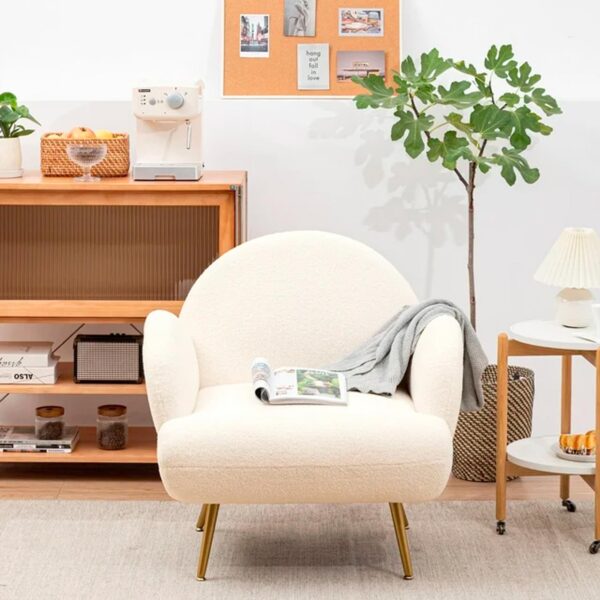 XINMICS White Accent Chair Reading Sofa for Living Room Bedroom - 图片 2