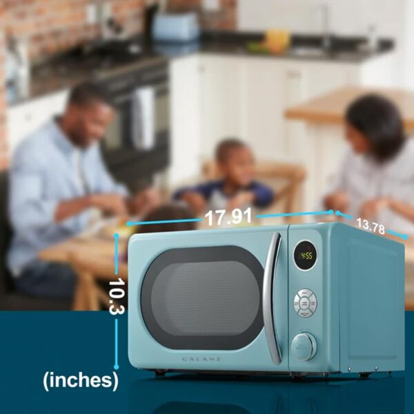 Galanz 0.7 Cu ft Retro Countertop Microwave Oven, 700 Watts, Blue, New - 图片 2