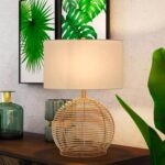 Evelyn&Zoe 21_ Coastal Rattan Table Lamp with White Drum Linen Shade - 图片 2