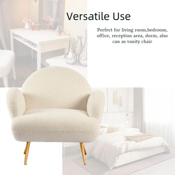 XINMICS White Accent Chair Reading Sofa for Living Room Bedroom - 图片 3