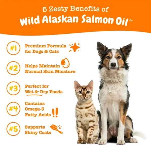 Zesty Paws Pure Wild Alaskan Salmon Oil Liquid Food Supplement for Dogs or Cats, 8 fl oz, Skin Care - 图片 3