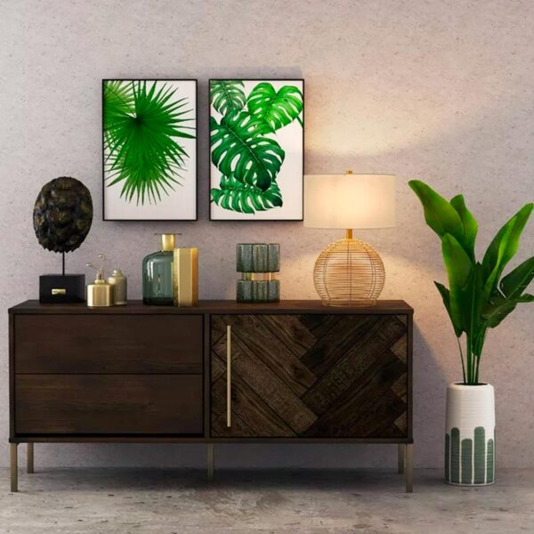 Evelyn&Zoe 21_ Coastal Rattan Table Lamp with White Drum Linen Shade - 图片 3